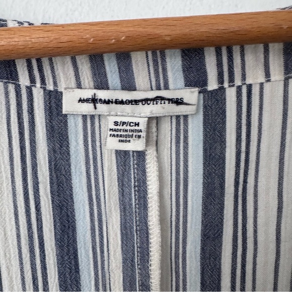 American Eagle blue striped open poly blend cardigan Size Small - Picture 3 of 6
